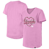 New York Islanders New Era Girl's Youth Flip Sequin V-Neck T-Shirt - Pink | US 201889028