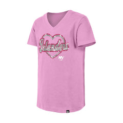 New York Islanders New Era Girl's Youth Flip Sequin V-Neck T-Shirt - Pink | US 201889028