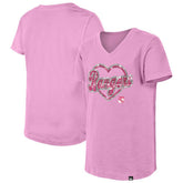 New York Rangers New Era Girl's Youth Flip Sequin V-Neck T-Shirt - Pink | US 201889029