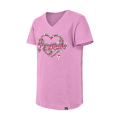 Pittsburgh Penguins New Era Girl's Youth Flip Sequin V-Neck T-Shirt - Pink | US 201889037