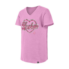 Seattle Kraken New Era Girl's Youth Flip Sequin V-Neck T-Shirt - Pink | US 201889044