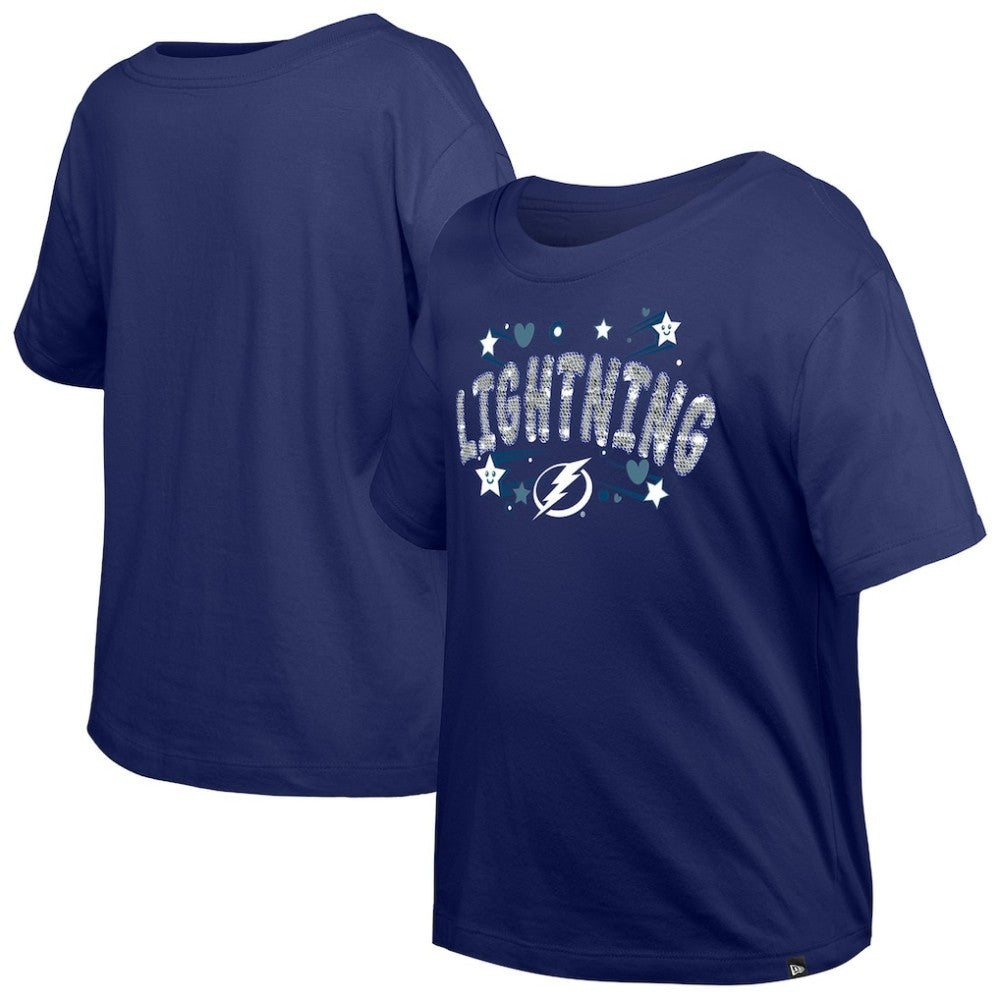 Tampa Bay Lightning New Era Girl's Youth Flip Sequin T-Shirt - Blue | US 201889060