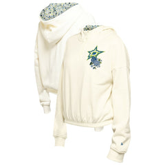 Dallas Stars New Era Women's Glam Game Quarter-Zip Cropped Floral Hoodie Pullover - Cream | US 201889088