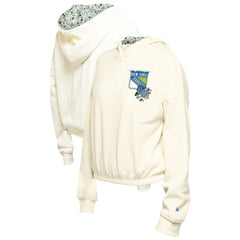 New York Rangers New Era Women's Glam Game Quarter-Zip Cropped Floral Hoodie Pullover - Cream | US 201889092