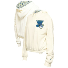 St. Louis Blues New Era Women's Glam Game Quarter-Zip Cropped Floral Hoodie Pullover - Cream | US 201889095