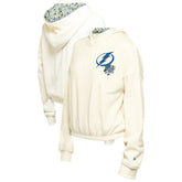 Tampa Bay Lightning New Era Women's Glam Game Quarter-Zip Cropped Floral Hoodie Pullover - Cream | US 201889096