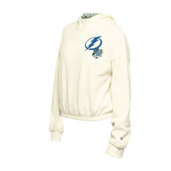 Tampa Bay Lightning New Era Women's Glam Game Quarter-Zip Cropped Floral Hoodie Pullover - Cream | US 201889096