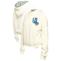 Vegas Golden Knights New Era Women's Glam Game Quarter-Zip Cropped Floral Hoodie Pullover - Cream | US 201889098