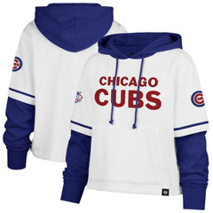 Chicago Cubs '47 Women's Trifecta Shortstop Cropped Pullover Hoodie - White Hoodies
