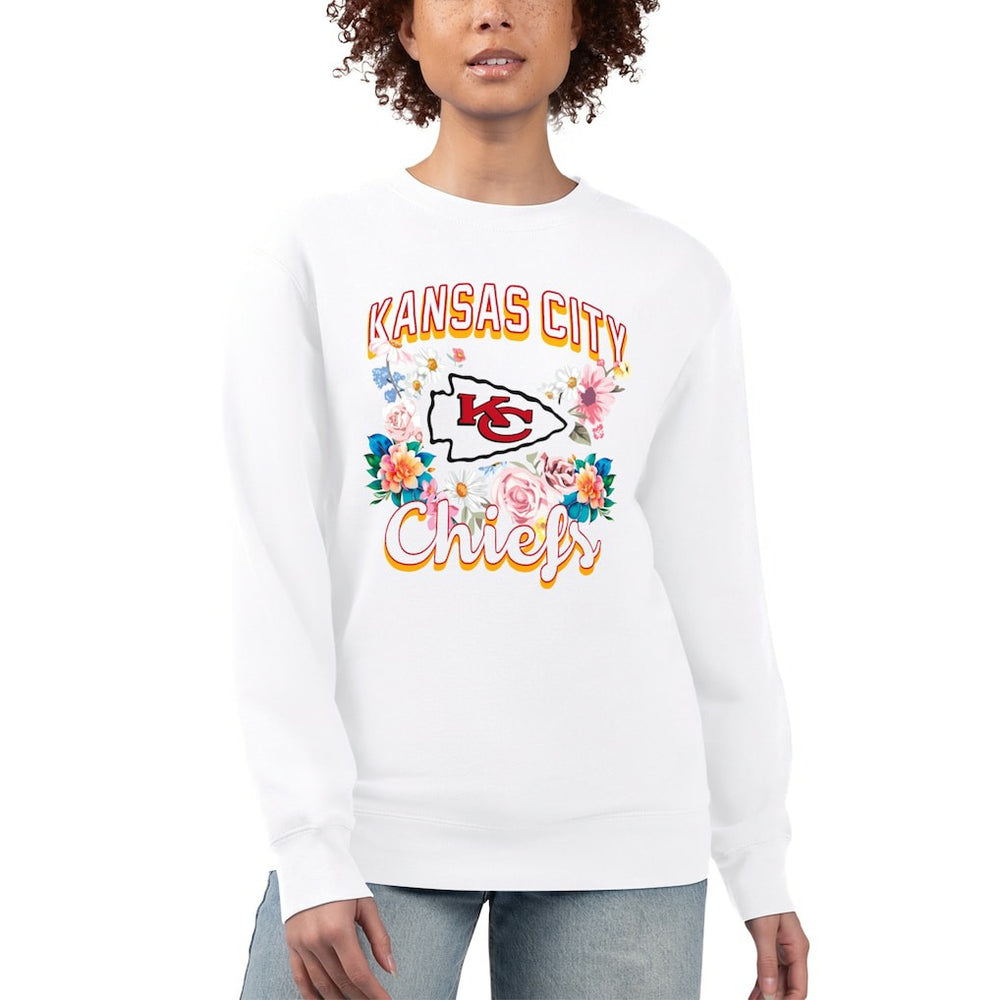 Kansas City Chiefs G-III 4Her by Carl Banks Women's Flower Logo Graphic Fleece Pullover Sweatshirt - White Pullover