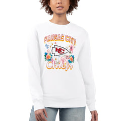 Kansas City Chiefs G-III 4Her by Carl Banks Women's Flower Logo Graphic Fleece Pullover Sweatshirt - White Pullover