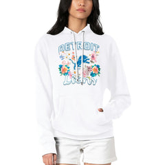 Detroit Lions G-III 4Her by Carl Banks Women's Flowers Team Logo Graphic Fleece Pullover Hoodie - White Hoodies