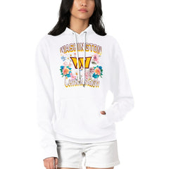 Washington Commanders G-III 4Her by Carl Banks Women's Flowers Team Logo Graphic Fleece Pullover Hoodie - White Hoodies