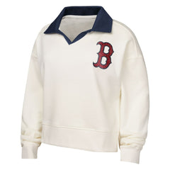 Boston Red Sox Girls Youth Ballpark Hit Collared V-Neck Pullover Sweatshirt - White Pullover