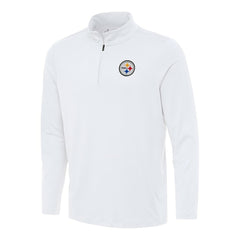 Pittsburgh Steelers Antigua Reprocess Quarter-Zip Top - White Tops
