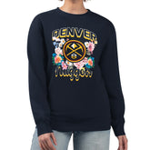 Denver Nuggets G-III 4Her by Carl Banks Women's Flowers Team Logo Graphic Fleece Crewneck Pullover Sweatshirt Navy outlet