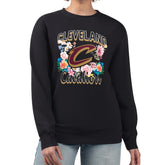 Cleveland Cavaliers G-III 4Her by Carl Banks Women's Flowers Team Logo Graphic Fleece Crewneck Pullover Sweatshirt Black outlet