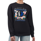 Dallas Mavericks G-III 4Her by Carl Banks Women's Flowers Team Logo Graphic Fleece Crewneck Pullover Sweatshirt Black outlet