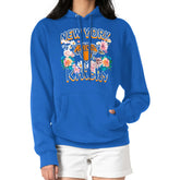 New York Knicks G-III 4Her by Carl Banks Women's Flowers Team Logo Graphic Fleece Pullover Hoodie Blue