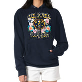 Denver Nuggets G-III 4Her by Carl Banks Women's Flowers Team Logo Graphic Fleece Pullover Hoodie Navy