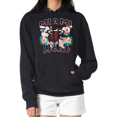 Miami Heat G-III 4Her by Carl Banks Women's Flowers Team Logo Graphic Fleece Pullover Hoodie Black