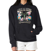 Milwaukee Bucks G-III 4Her by Carl Banks Women's Flowers Team Logo Graphic Fleece Pullover Hoodie Black