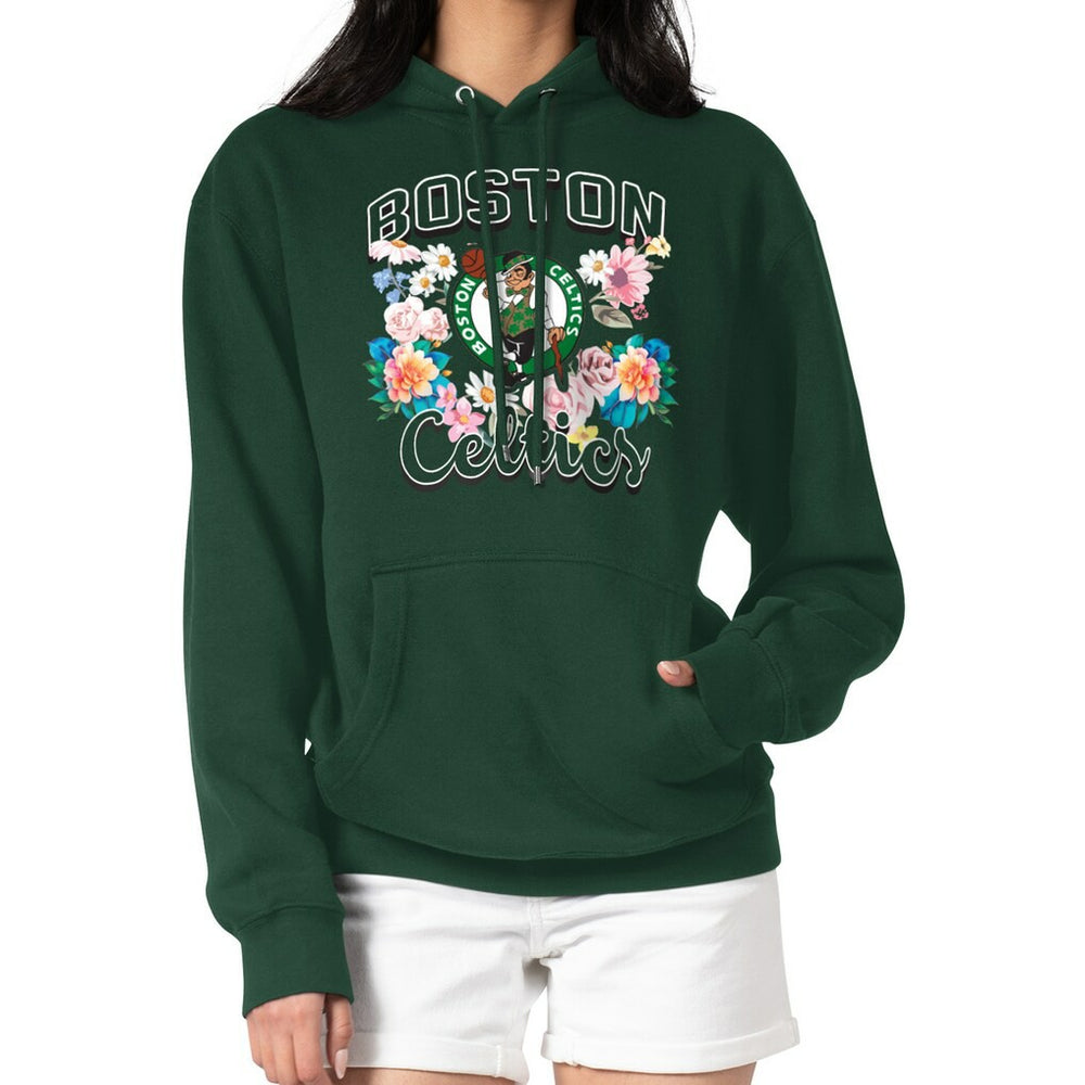 Boston Celtics G-III 4Her by Carl Banks Women's Flowers Team Logo Graphic Fleece Pullover Hoodie Green outlet