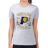 Indiana Pacers G-III 4Her by Carl Banks Women's Super-Slim Fit Lightweight Flowers Team Logo Graphic T-Shirt Heather Gray