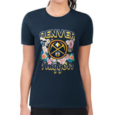 Denver Nuggets G-III 4Her by Carl Banks Women's Super-Slim Fit Lightweight Flowers Team Logo Graphic T-Shirt Navy