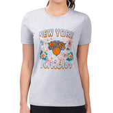 New York Knicks G-III 4Her by Carl Banks Women's Super-Slim Fit Lightweight Flowers Team Logo Graphic T-Shirt Heather Gray