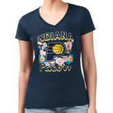 Indiana Pacers G-III 4Her by Carl Banks Women's Super-Slim Fit Lightweight Flowers Team Logo Graphic V-Neck T-Shirt Navy