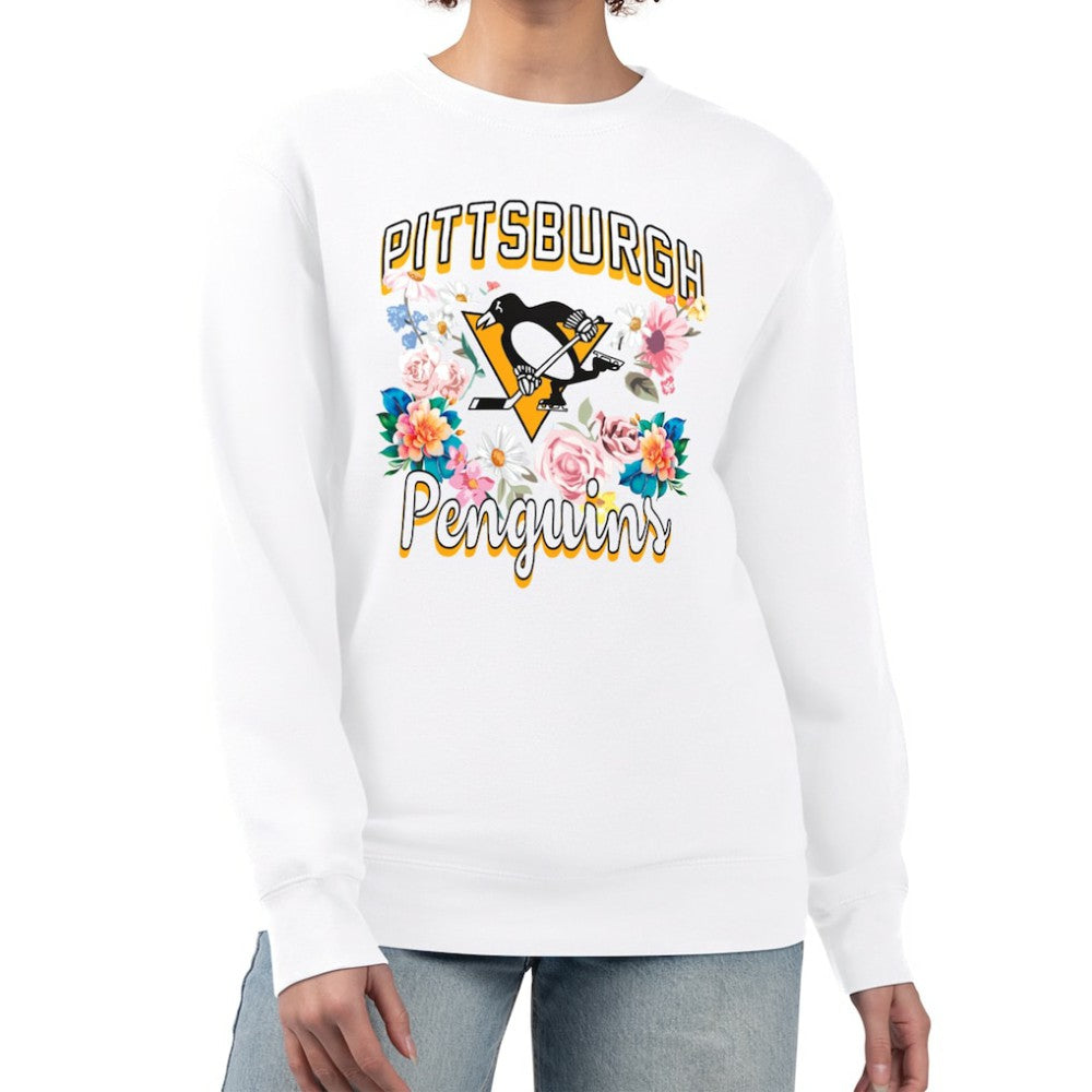 Pittsburgh Penguins G-III 4Her by Carl Banks Women's Flower Logo Pullover Sweatshirt - White | US 201906033