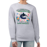 Vancouver Canucks G-III 4Her by Carl Banks Women's Flower Logo Pullover Sweatshirt - Heather Gray | US 201906037