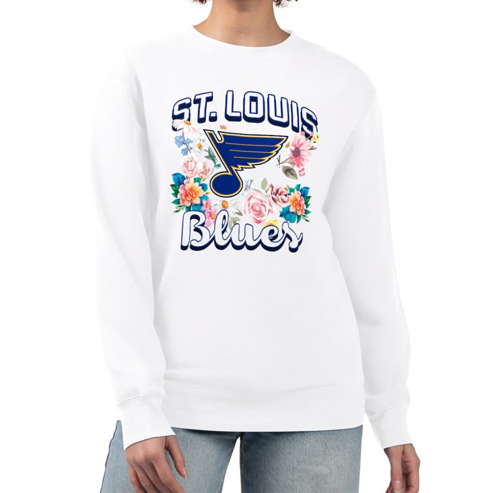 St. Louis Blues G-III 4Her by Carl Banks Women's Flower Logo Pullover Sweatshirt - White | US 201906040