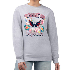 Washington Capitals G-III 4Her by Carl Banks Women's Flower Logo Pullover Sweatshirt - Heather Gray | US 201906042