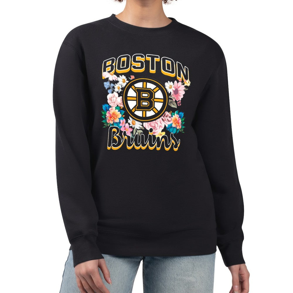 Boston Bruins G-III 4Her by Carl Banks Women's Flower Logo Pullover Sweatshirt - Black | US 201906047