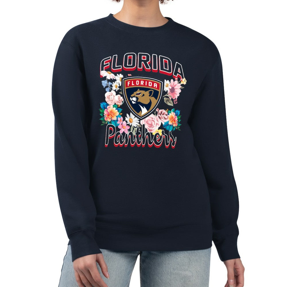 Florida Panthers G-III 4Her by Carl Banks Women's Flower Logo Pullover Sweatshirt - Navy | US 201906068