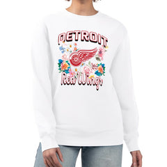 Detroit Red Wings G-III 4Her by Carl Banks Women's Flower Logo Pullover Sweatshirt - White | US 201906075