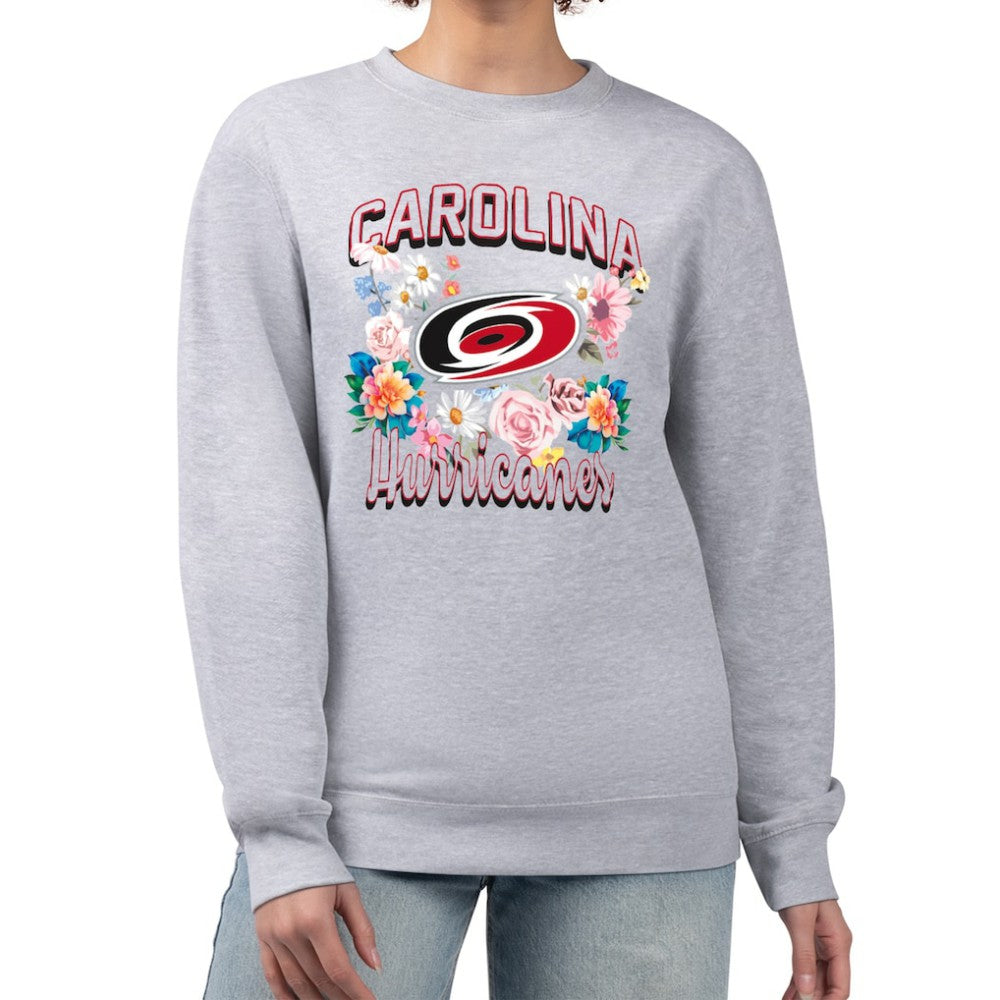 Carolina Hurricanes G-III 4Her by Carl Banks Women's Flower Logo Pullover Sweatshirt - Heather Gray | US 201906078