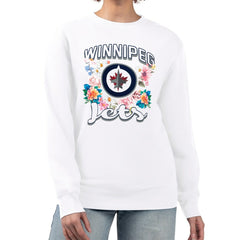 Winnipeg Jets G-III 4Her by Carl Banks Women's Flower Logo Pullover Sweatshirt - White | US 201906080