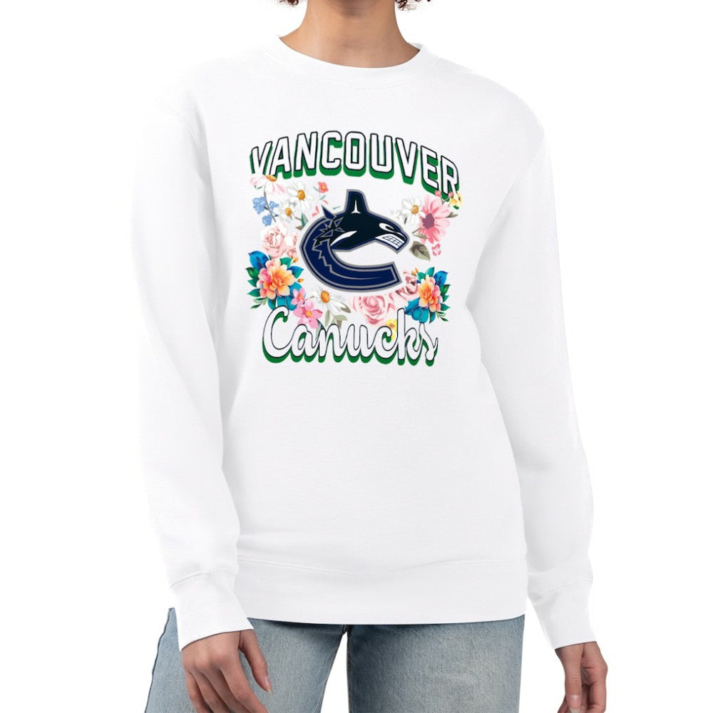 Vancouver Canucks G-III 4Her by Carl Banks Women's Flower Logo Pullover Sweatshirt - White | US 201906093