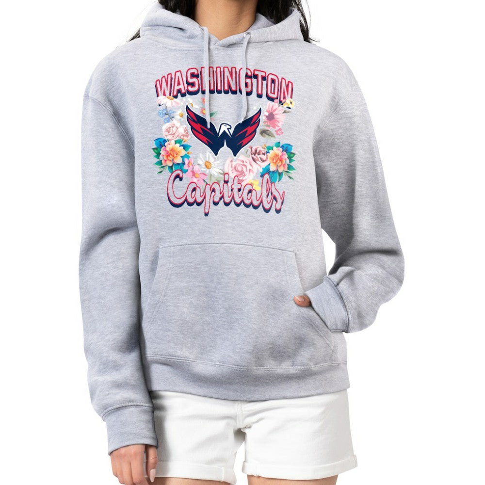 Washington Capitals G-III 4Her by Carl Banks Women's Flower Logo Pullover Hoodie - Heather Gray | US 201906133