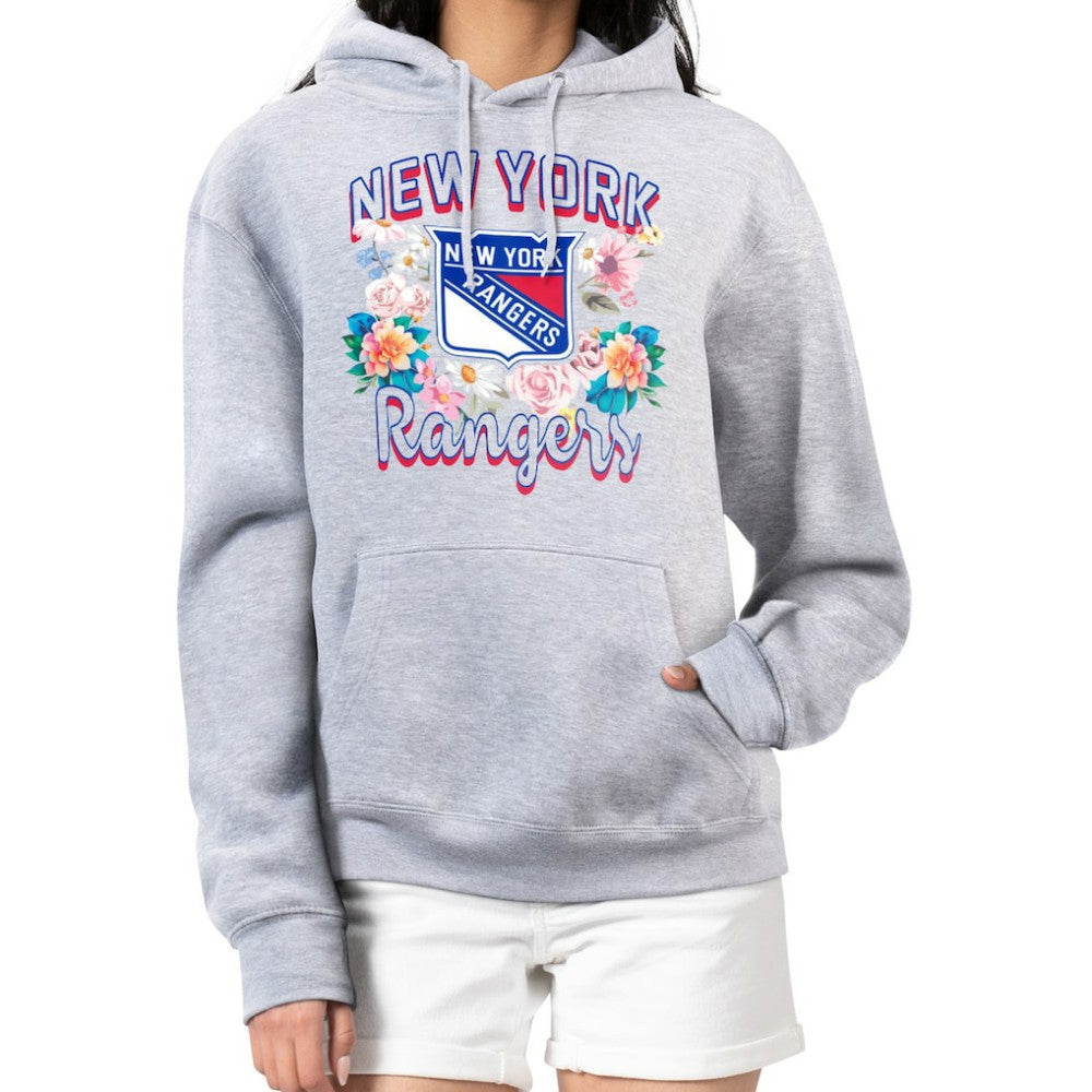 New York Rangers G-III 4Her by Carl Banks Women's Flower Logo Pullover Hoodie - Heather Gray | US 201906146