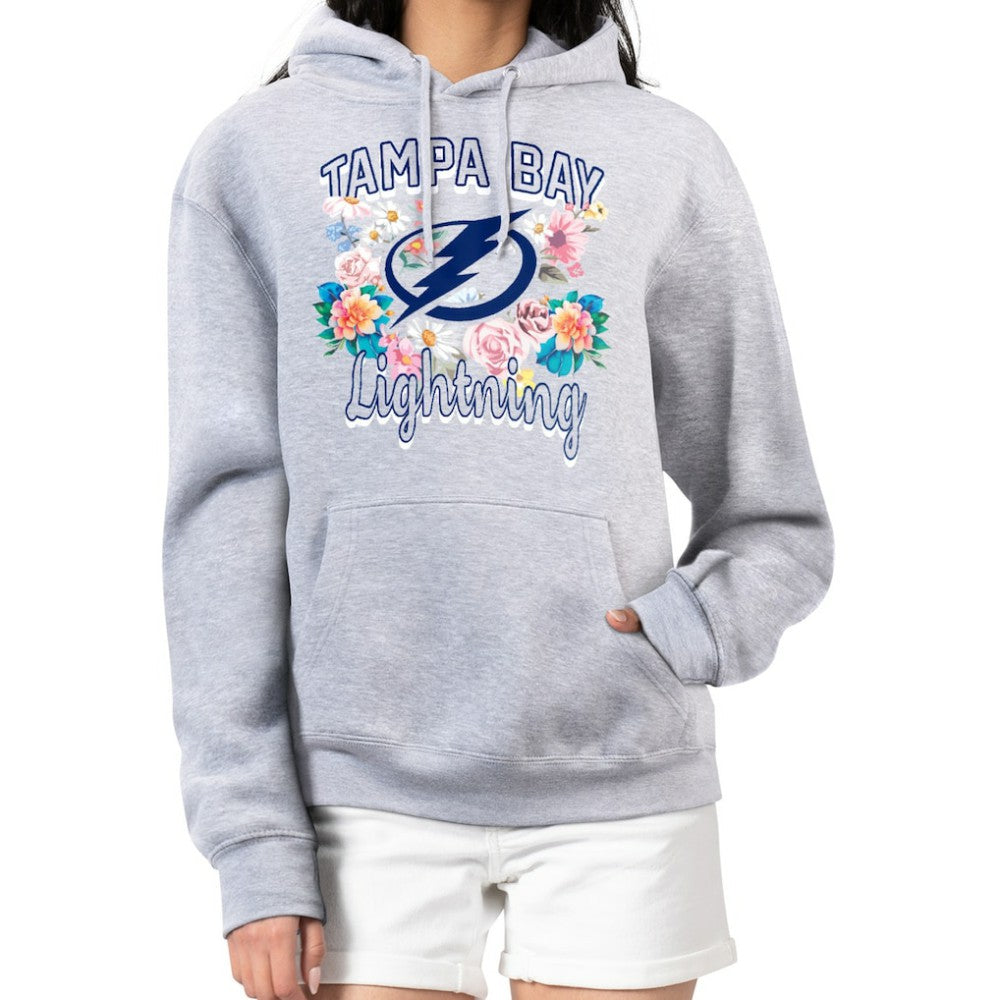 Tampa Bay Lightning G-III 4Her by Carl Banks Women's Flower Logo Pullover Hoodie - Heather Gray | US 201906165