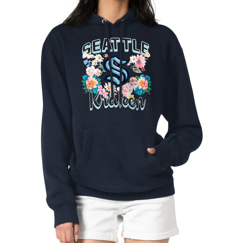 Seattle Kraken G-III 4Her by Carl Banks Women's Flower Logo Pullover Hoodie - Deep Sea Blue | US 201906197