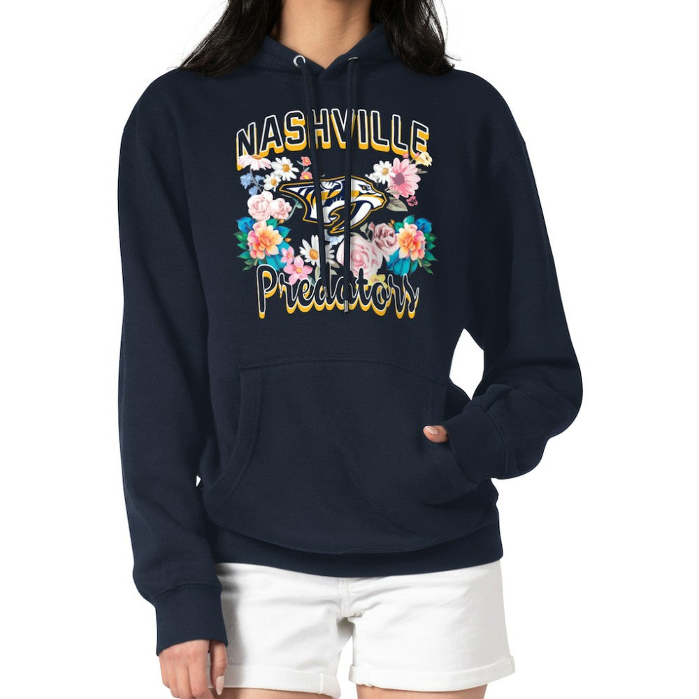 Nashville Predators G-III 4Her by Carl Banks Women's Flower Logo Pullover Hoodie - Navy | US 201906199
