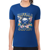 Buffalo Sabres G-III 4Her by Carl Banks Women's Super-Slim Fit Lightweight Flower Logo T-Shirt - Royal | US 201906213