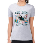 San Jose Sharks G-III 4Her by Carl Banks Women's Super-Slim Fit Lightweight Flower Logo T-Shirt - Heather Gray | US 201906215