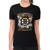 Boston Bruins G-III 4Her by Carl Banks Women's Super-Slim Fit Lightweight Flower Logo T-Shirt - Black | US 201906218