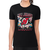 New Jersey Devils G-III 4Her by Carl Banks Women's Super-Slim Fit Lightweight Flower Logo T-Shirt - Black | US 201906235